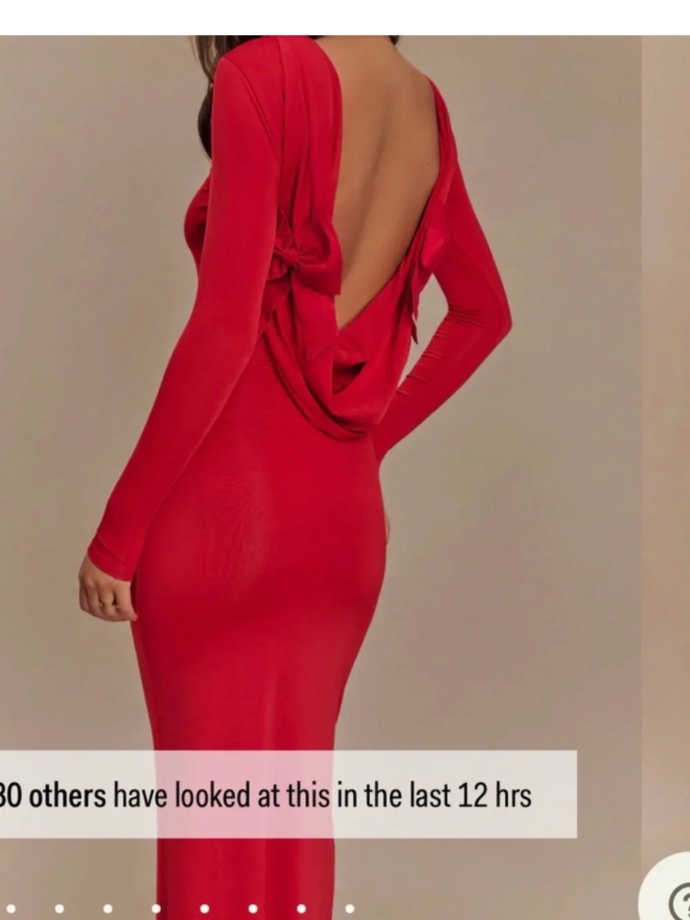 Meshki Red Long-Sleeve Backless Draped Maxi Dress